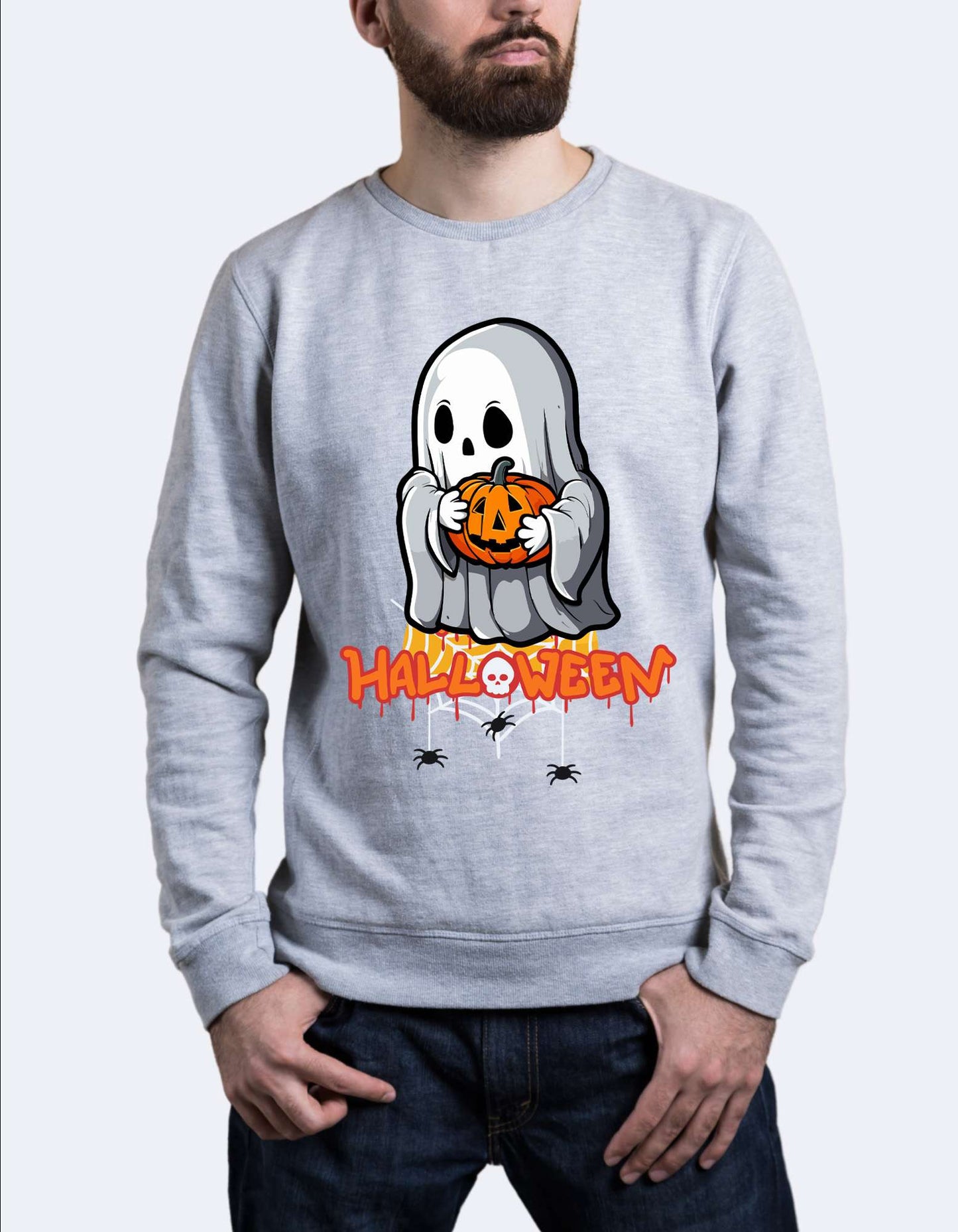 SK Sweatshirt Ghost holding Pumpkin