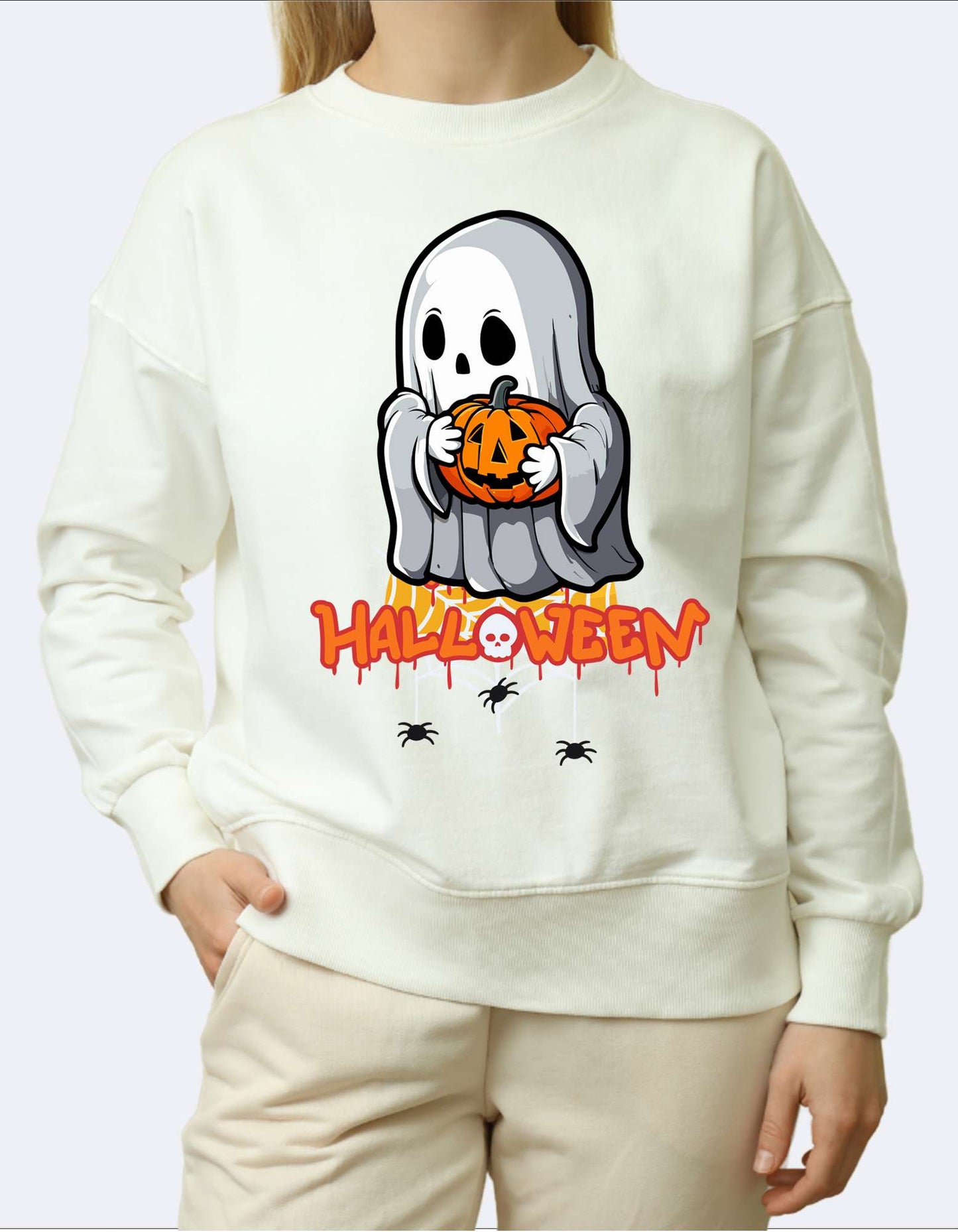 SK Sweatshirt Ghost holding Pumpkin